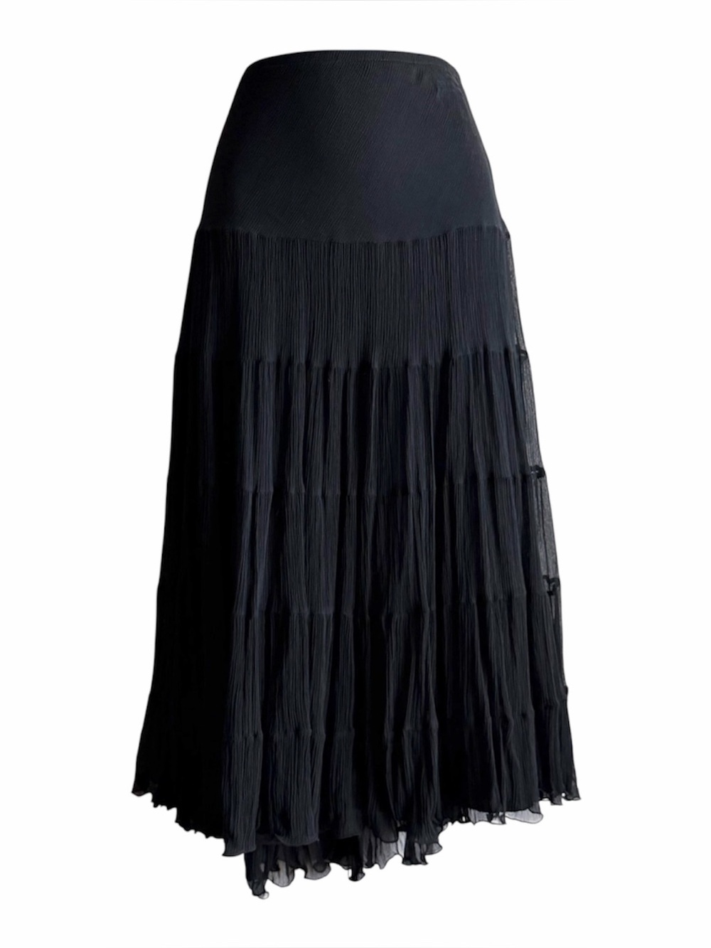 Chadwicks Tiered Crinkle A Line Midi Skirt
